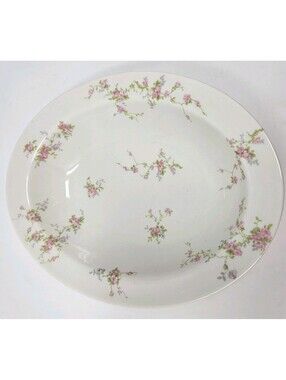 Theodore Haviland New York Pink Spray Rimmed Oval Vegetable Serving Bowl 9.5"